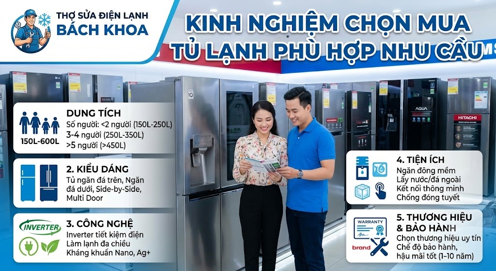 kinh nghiệm chọn mua tủ lạnh phù hợp nhu cầu sử dụng