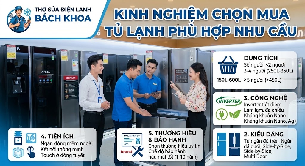 kinh nghiệm chọn mua tủ lạnh giúp tiết kiệm chi phí bền lâu