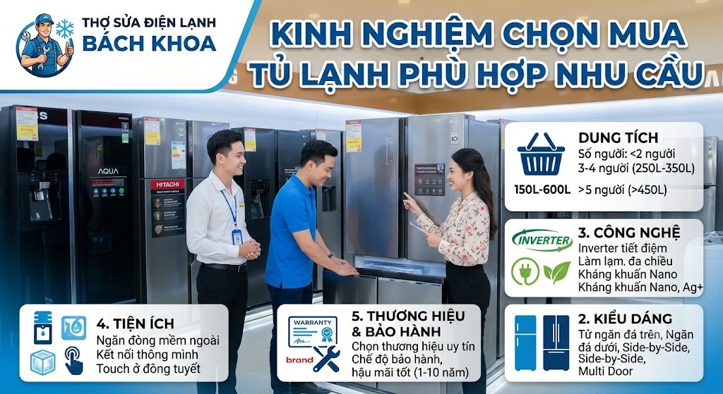 kinh nghiệm chọn mua tủ lạnh và lưu ý cần biết