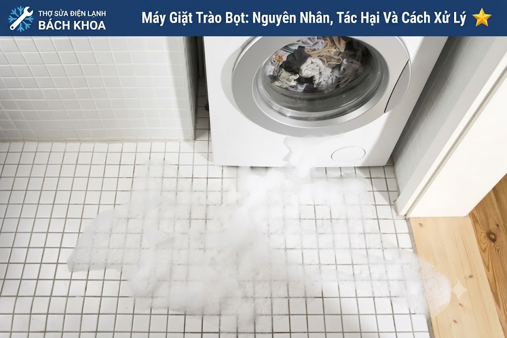 máy giặt trào bọt có ảnh hưởng và tác hại thế nào?