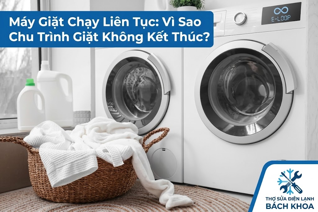 tại sao máy giặt chạy liên tục không ngừng?