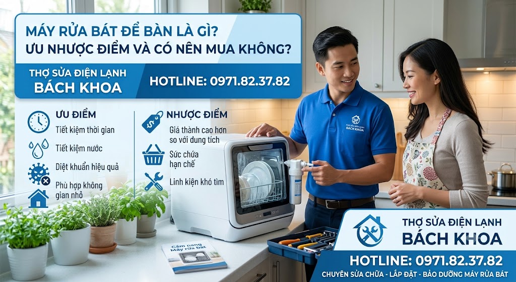 phân tích ưu nhược điểm của máy rửa bát để bàn