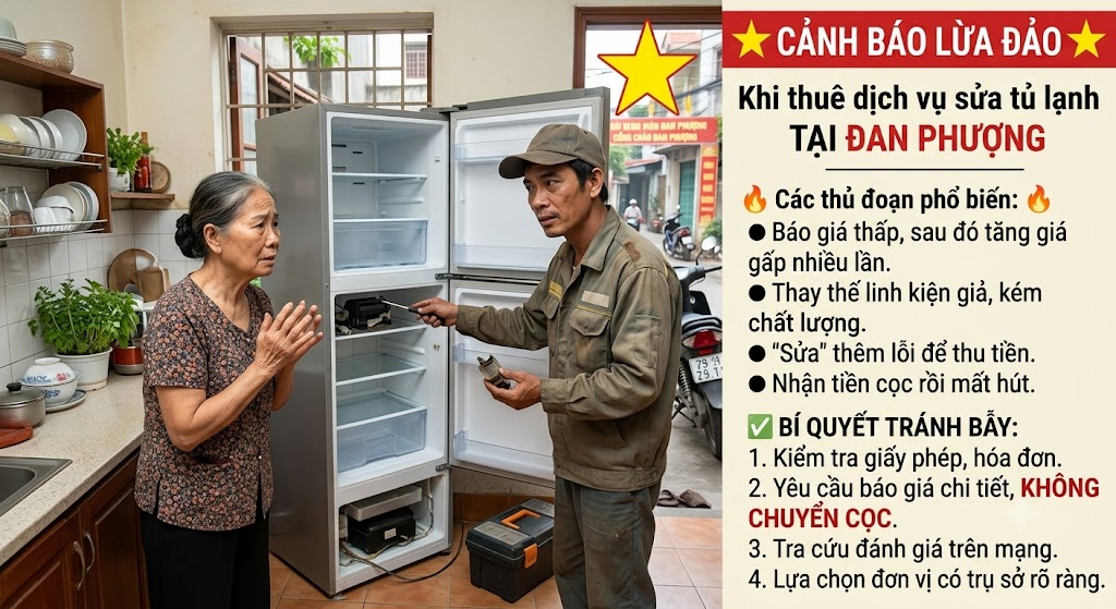 cảnh báo nhận biết đơn vị sửa tủ lạnh tại Đan Phượng lừa đảo
