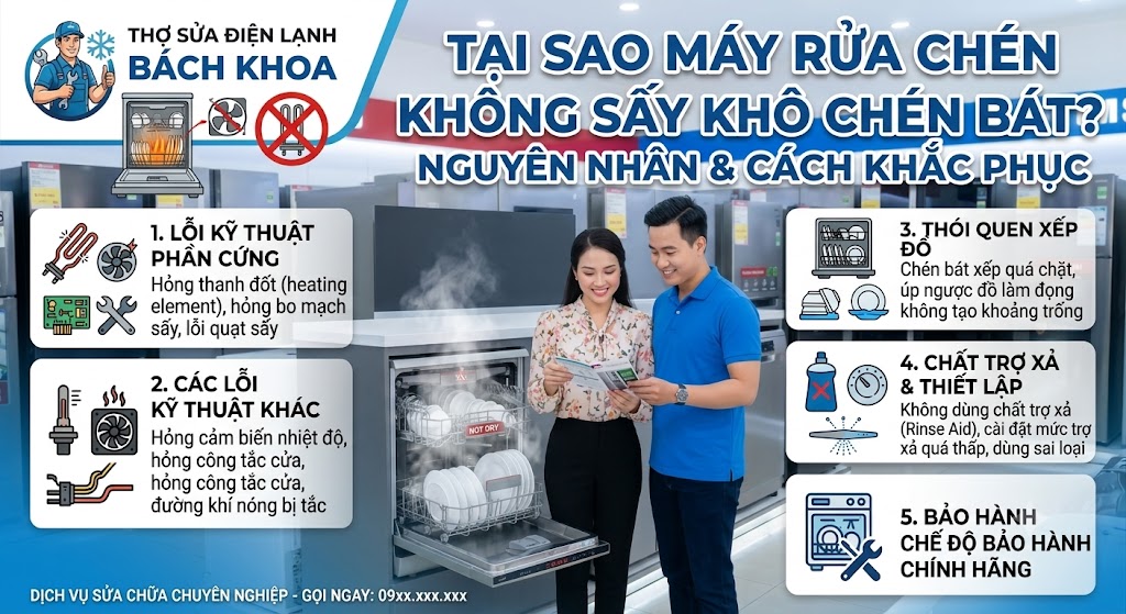 máy rửa chén không sấy khô