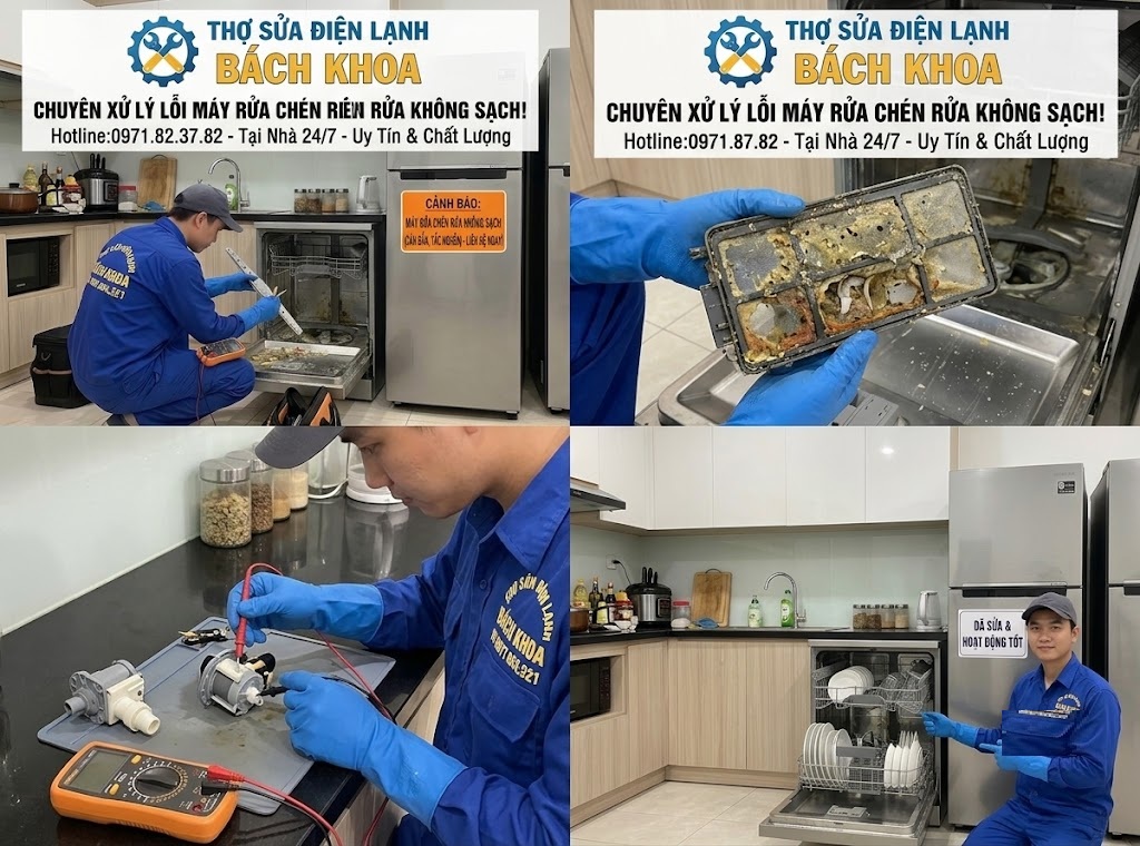 máy rửa chén rửa không sạch