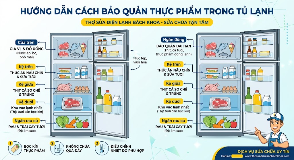 cách bảo quản thực phẩm trong tủ lạnh đúng cách