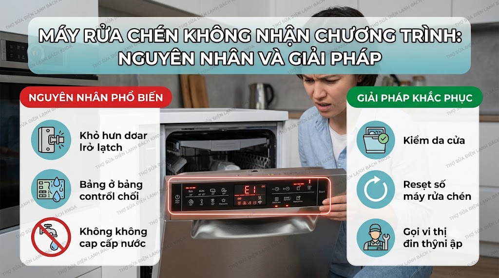 tại sao máy rửa chén không nhận chương trình