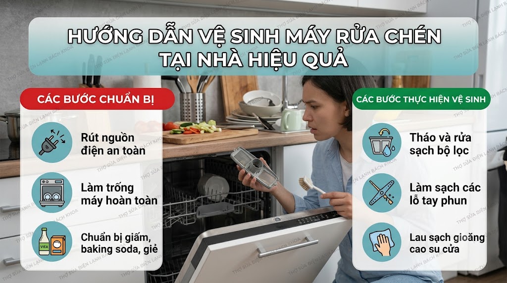 vệ sinh máy rửa chén