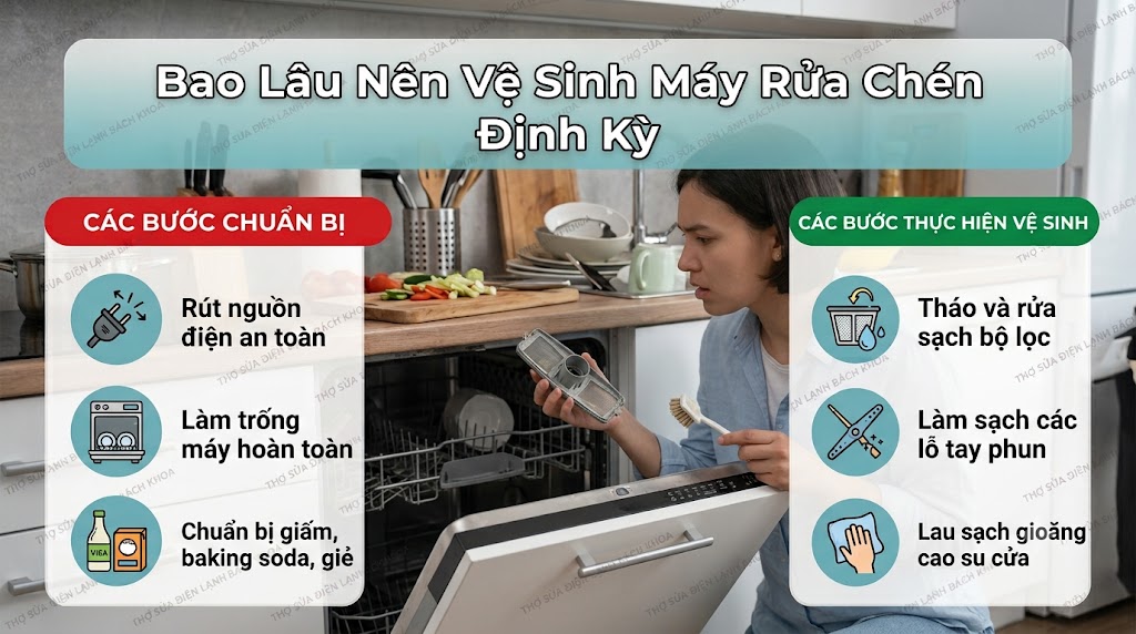 vệ sinh máy rửa chén định kỳ