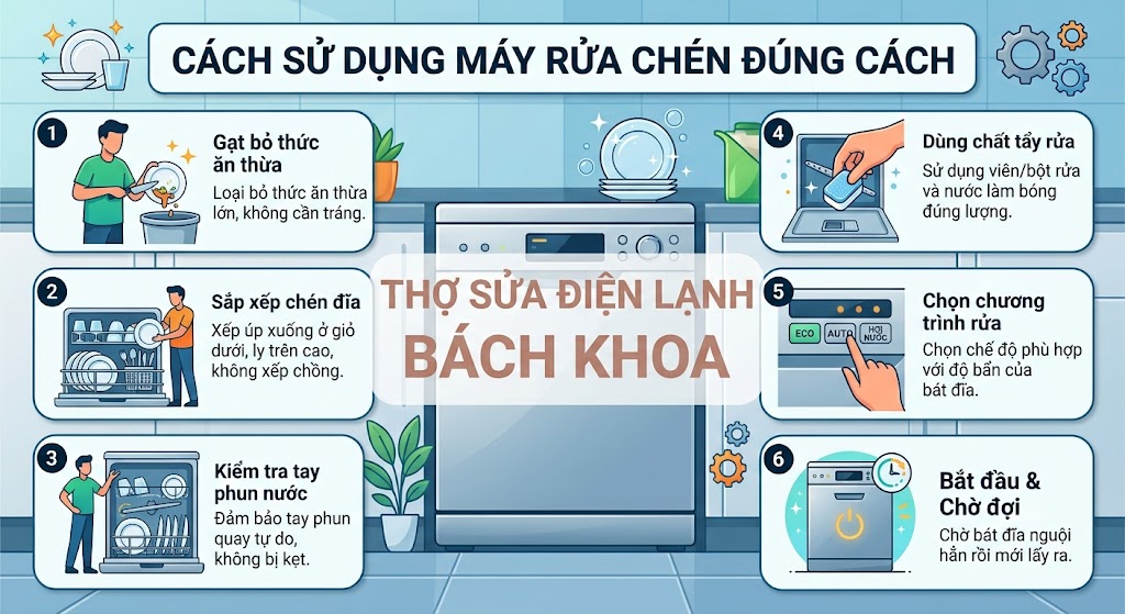 hướng dẫn sử dụng máy rửa chén đúng cách