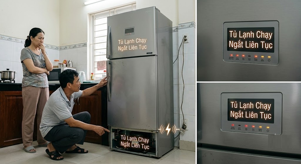 Tủ lạnh chạy ngắt liên tục có phải lỗi