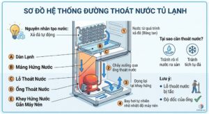 sơ đồ hệ thống thoát nước của tủ lạnh