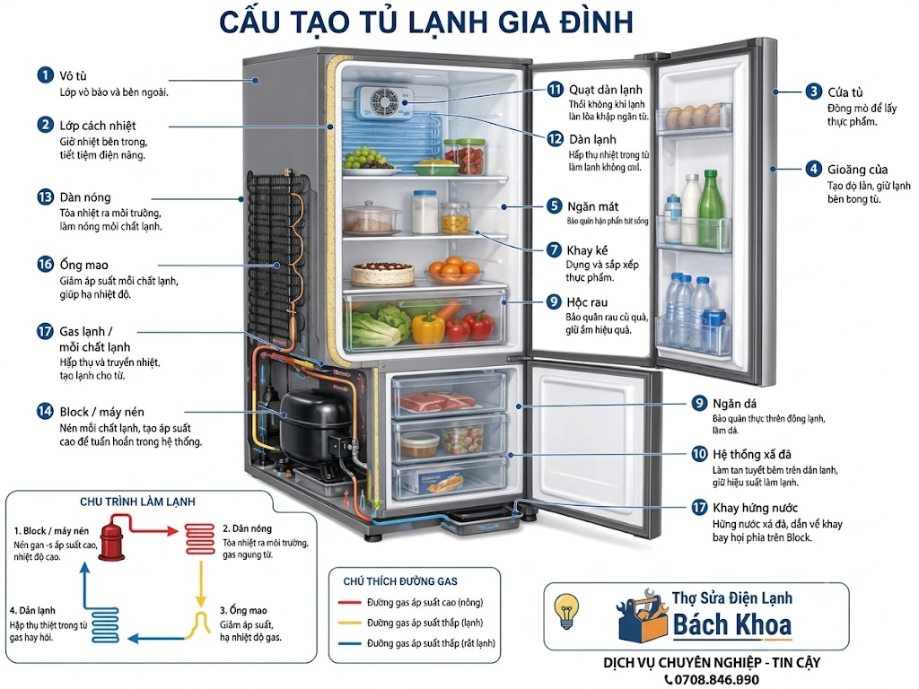 cấu tạo và nguyên lý hoạt động của tủ lạnh